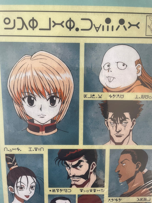 Poster Hunter x Hunter avec plastique Kurapika, Melody, Basho, Uvogin, Nobunaga, Shalnark, Kortopi, Tocino – sous sachet Ichiban Kuji Revenge of Scarlet (Lot H).