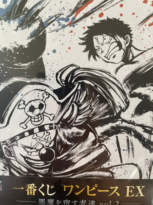 One Piece - Ichiban Kuji - Lot F Shikishi Sumishiki 20*20cm Buggy & Monkey D. Luffy