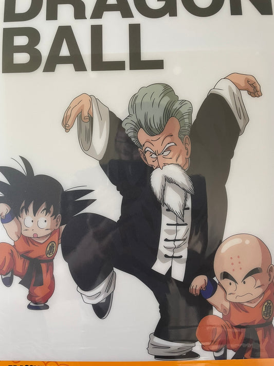 Poster Dragon Ball avec plastique Jackie Chun, Krillin, Son Goku – sous sachet Ichiban Kuji Dragon Ball EX Gekitou!! Tenkaichi Budoukai (Lot I).