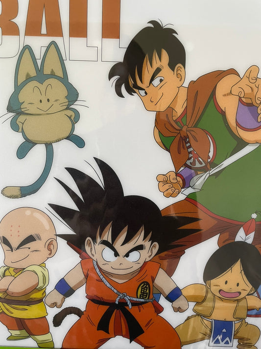 Poster Dragon Ball avec plastique Son Goku, Krillin, Yamcha, Upa, Puar – sous sachet Ichiban Kuji Kumonoue no Shinden (Lot H).