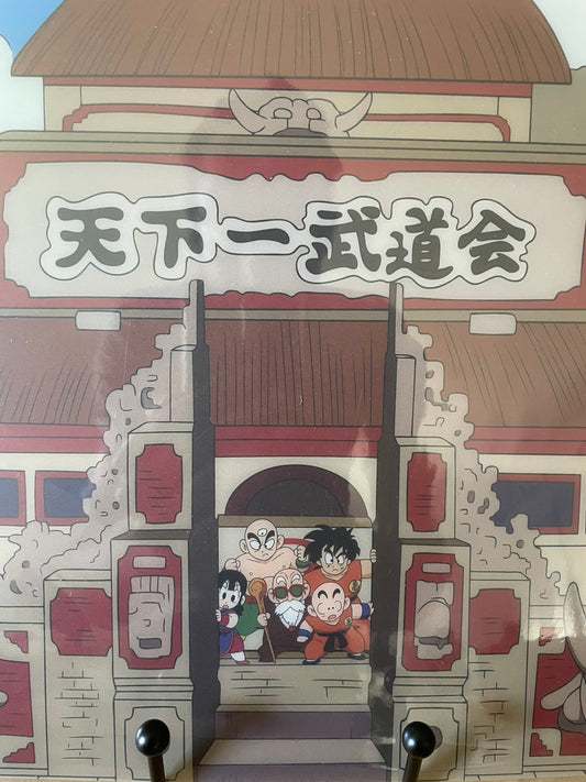 Poster Dragon Ball avec plastique Chi-Chi, Krillin, Muten Roshi, Tenshinhan, Yamcha – sous sachet Ichiban Kuji Gekitou!! Tenkaichi Budoukai (Lot I).