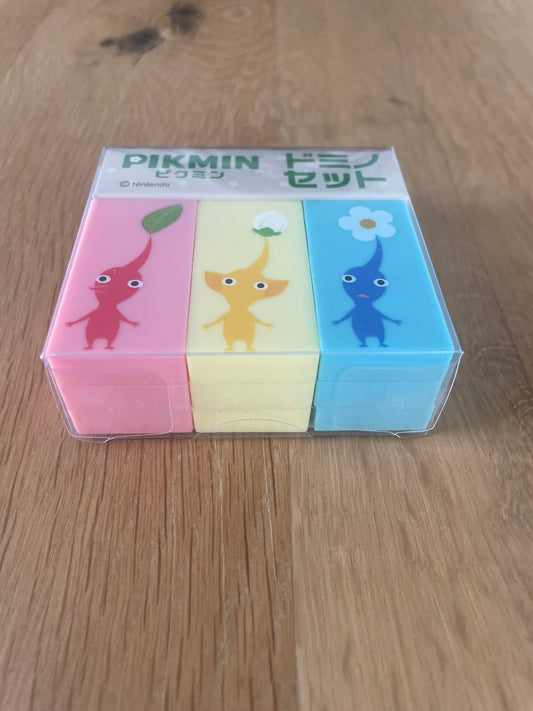 Set de 9 dominos Pikmin Taito – Rouge, Jaune et Bleu avec Chappi – Collection Nintendo