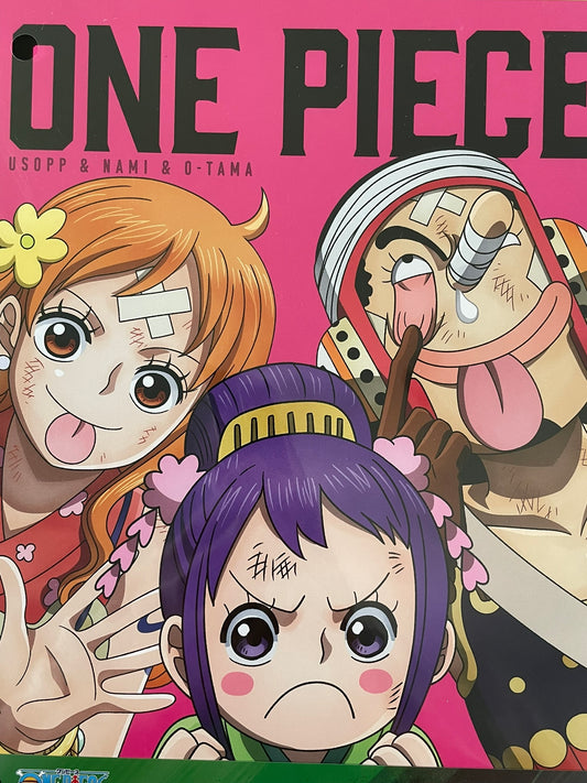 Shikishi One Piece avec A4 Nami, Tama, Usopp – sous sachet Ichiban Kuji Raimeie no Chuusei (Lot F).