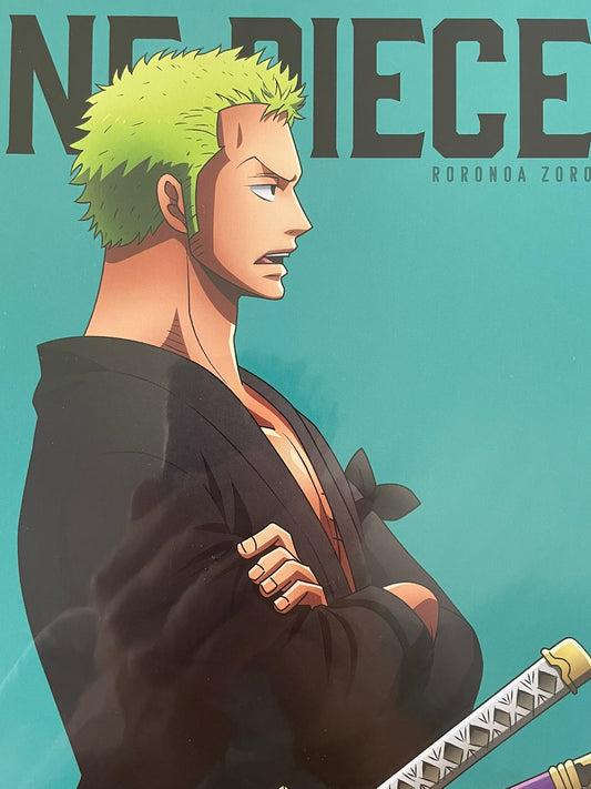 Shikishi One Piece avec A4 Roronoa Zoro – sous sachet Ichiban Kuji Raimeie no Chuusei (Lot F).