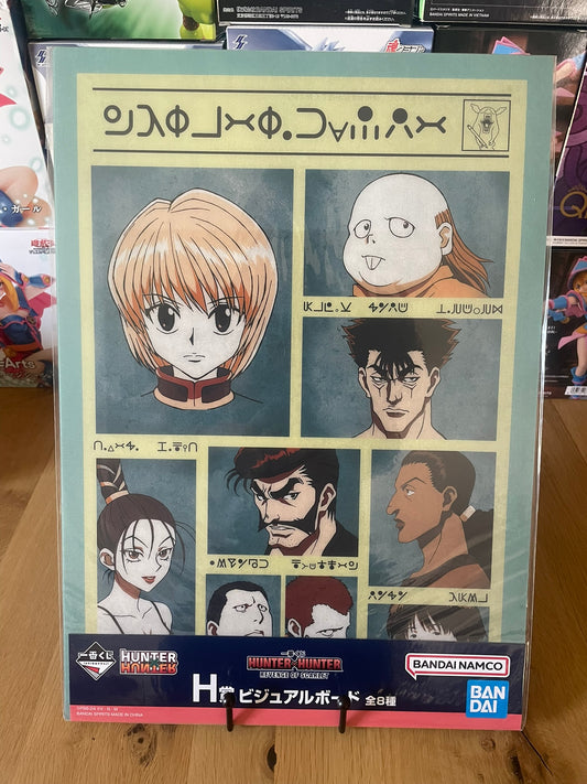 Poster Hunter x Hunter avec plastique Kurapika, Melody, Basho, Uvogin, Nobunaga, Shalnark, Kortopi, Tocino – sous sachet Ichiban Kuji Revenge of Scarlet (Lot H).