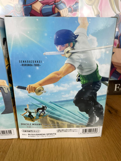 Lot de 2 figurines Roronoa Zoro & Dracule Mihawk Senkou Zekkei 11–12 cm | One Piece | Banpresto