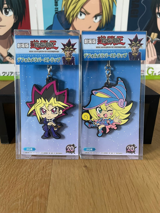 Lot de 2 porte-clés caoutchouc Yami Yugi et Black Magician Girl Deformed Rubber Strap Yu-Gi-Oh! 20th Anniversary SK Japan
