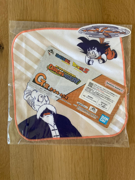Serviette Dragon Ball avec Goku, Jackie Chun – sous sachet Ichiban Kuji Dragon History (Lot G).